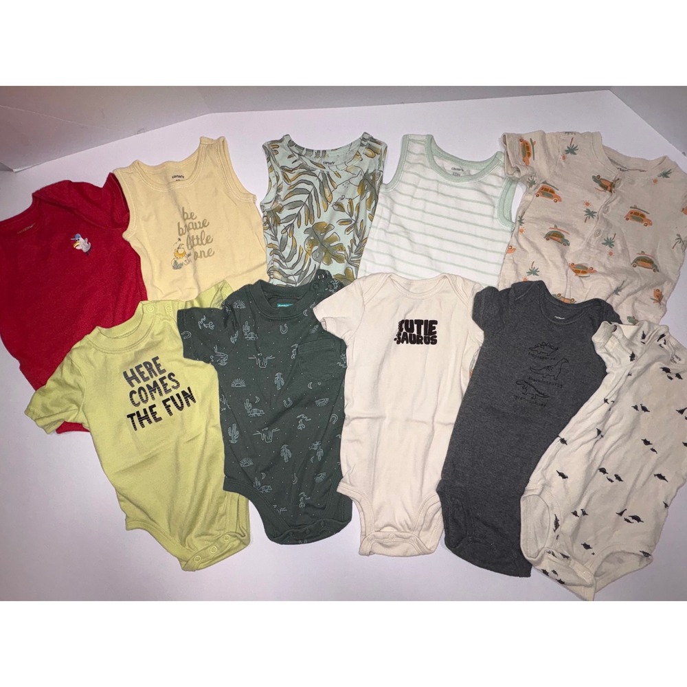 Baby‎ Boys Bodysuit Bundle of 10!! 12 Months Carter's Garanimals Cute Fun Prints